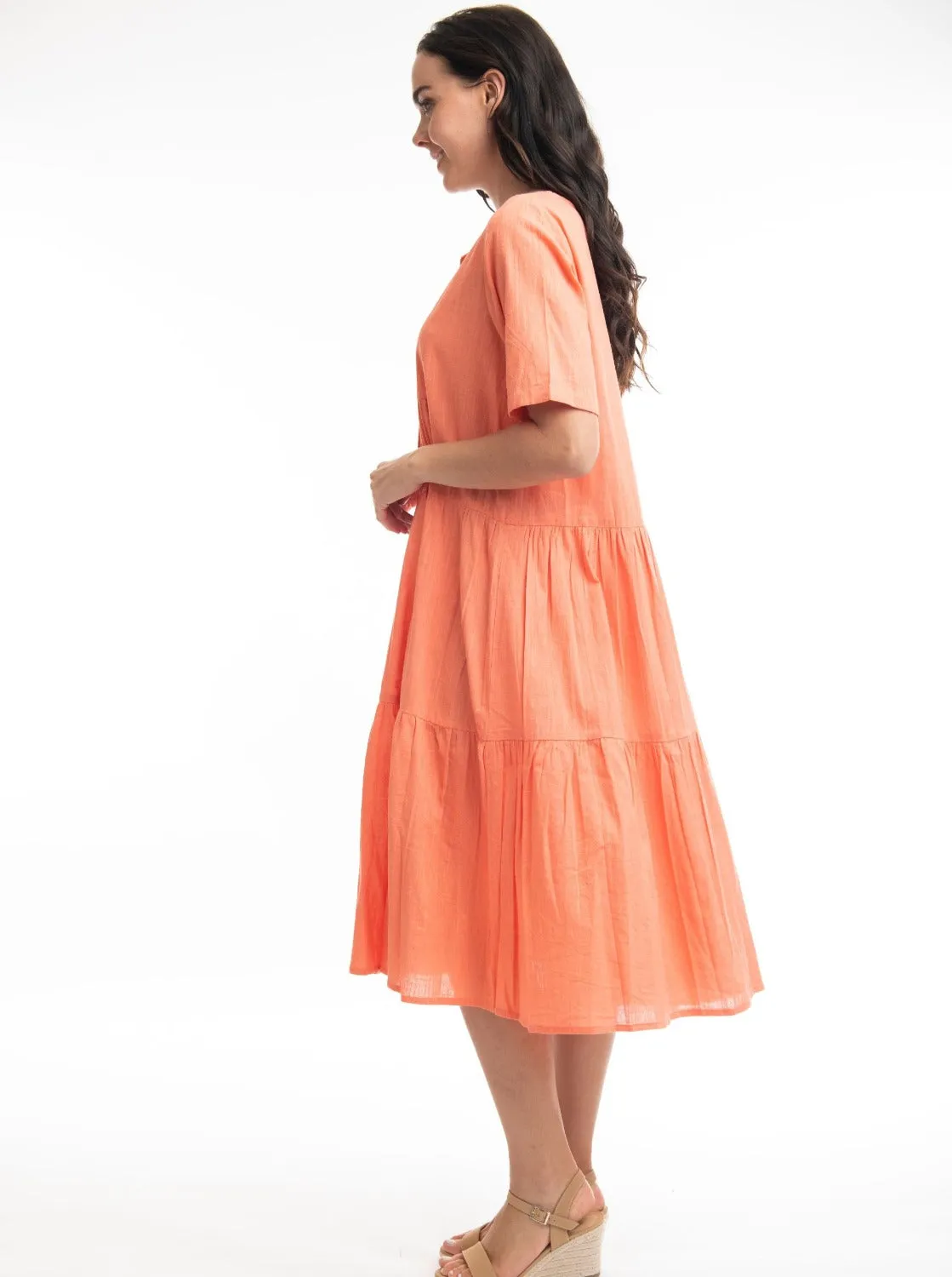 Essentials Collared Midi Dress in Coral - Last One Sz 10