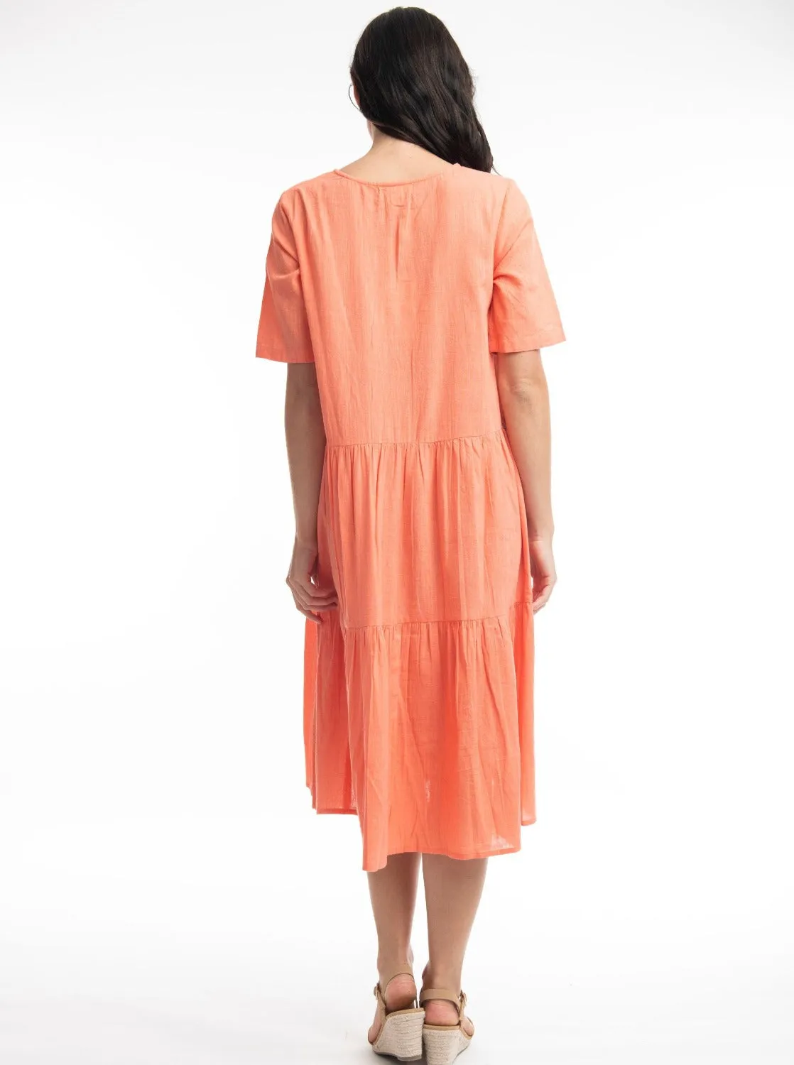 Essentials Collared Midi Dress in Coral - Last One Sz 10