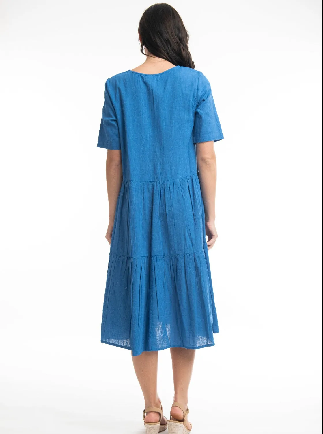 Essentials Collared Midi Dress in Nautical Blue - Sz 20-24