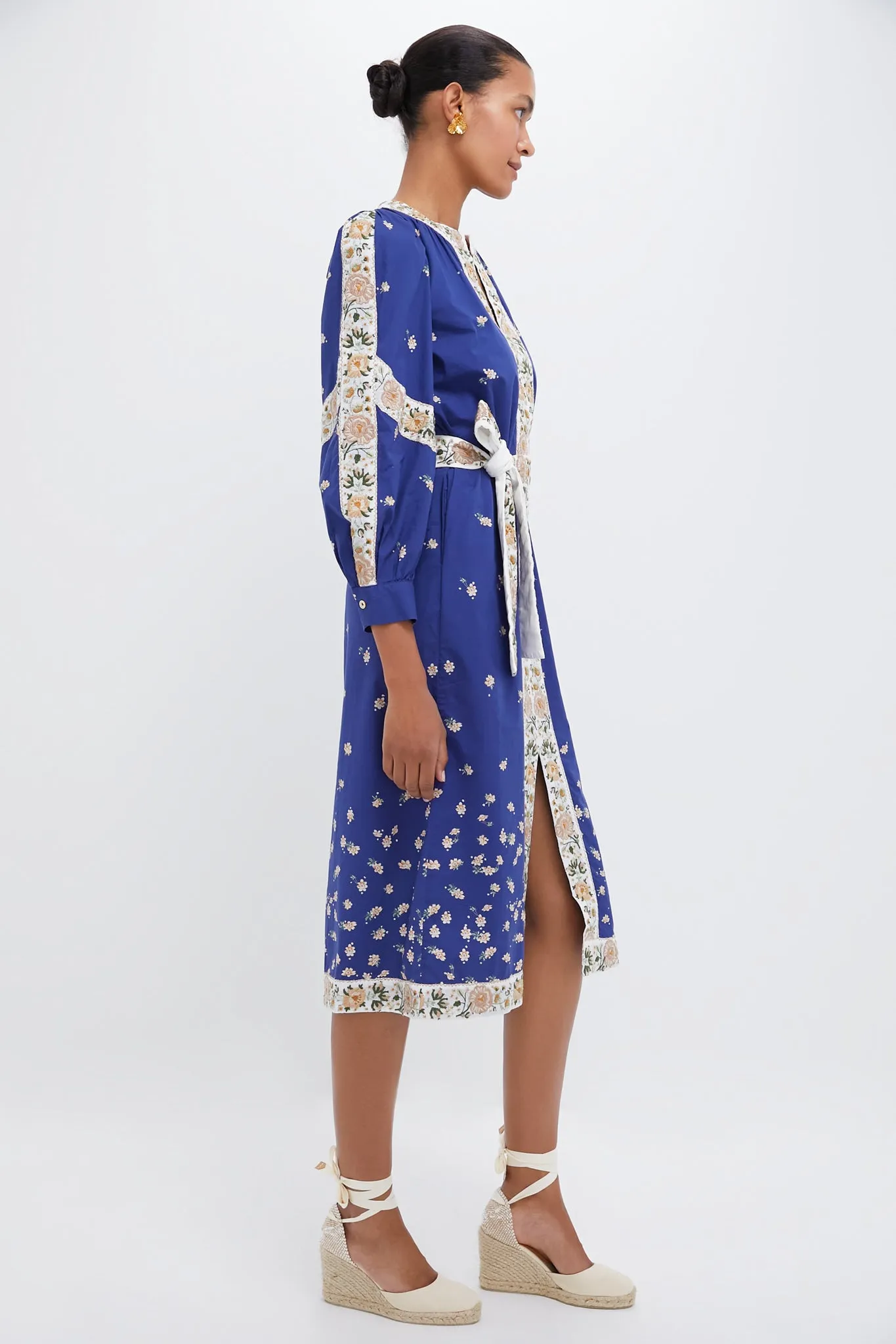 Exclusive Blue Elizabeth Print Longsleeve Caftan Dress