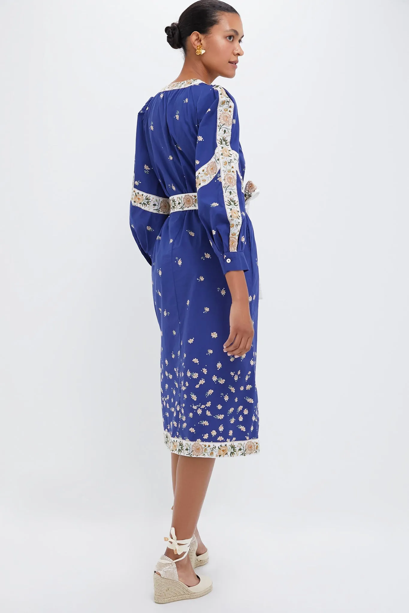 Exclusive Blue Elizabeth Print Longsleeve Caftan Dress