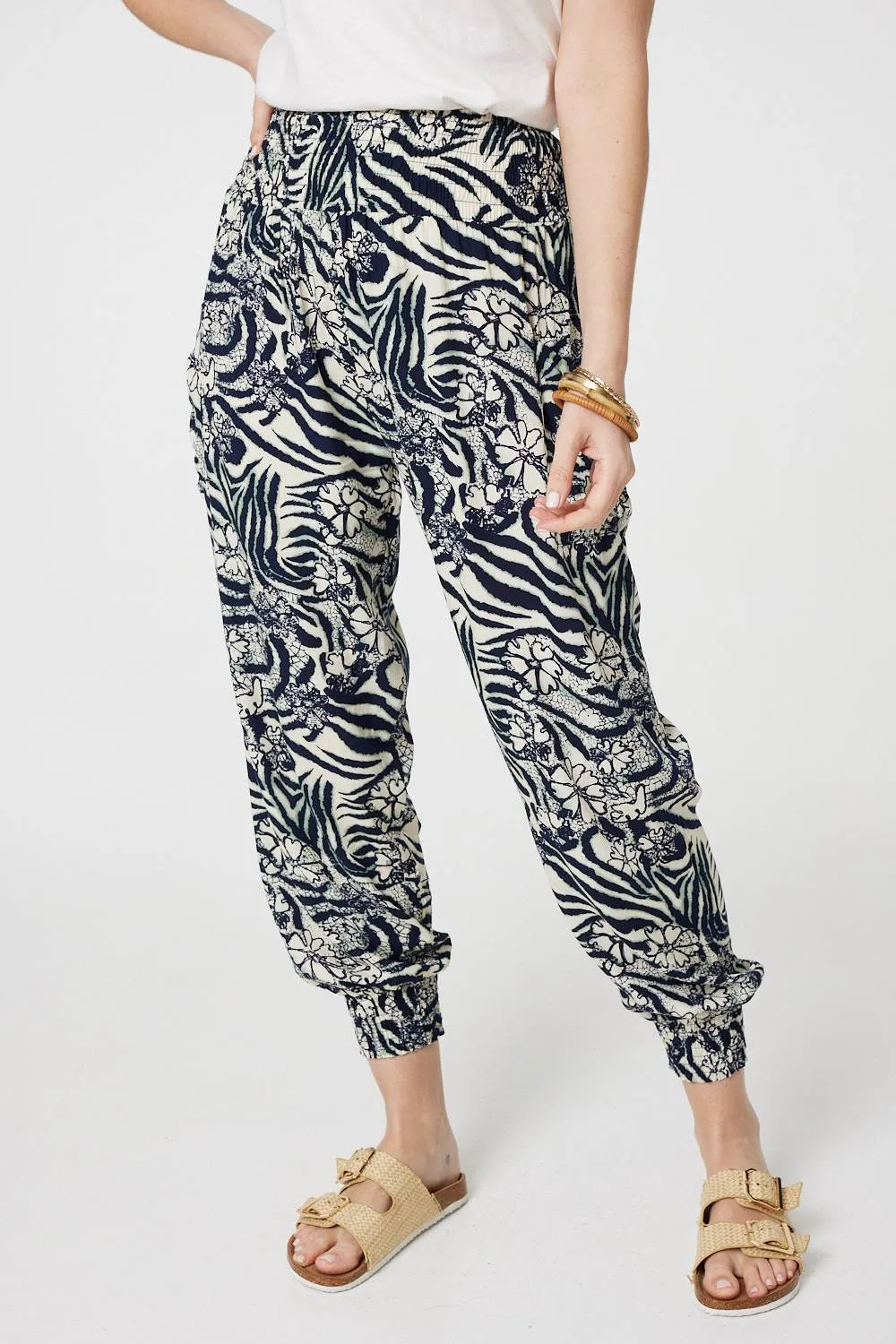 Floral Animal Print Harem Trousers