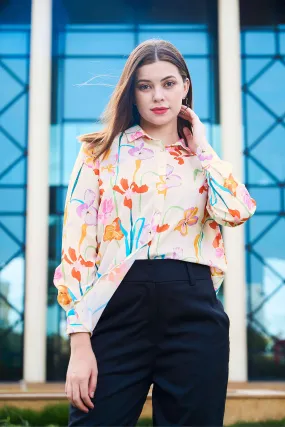 Floral Lurex Regular Fit Casual Shirt