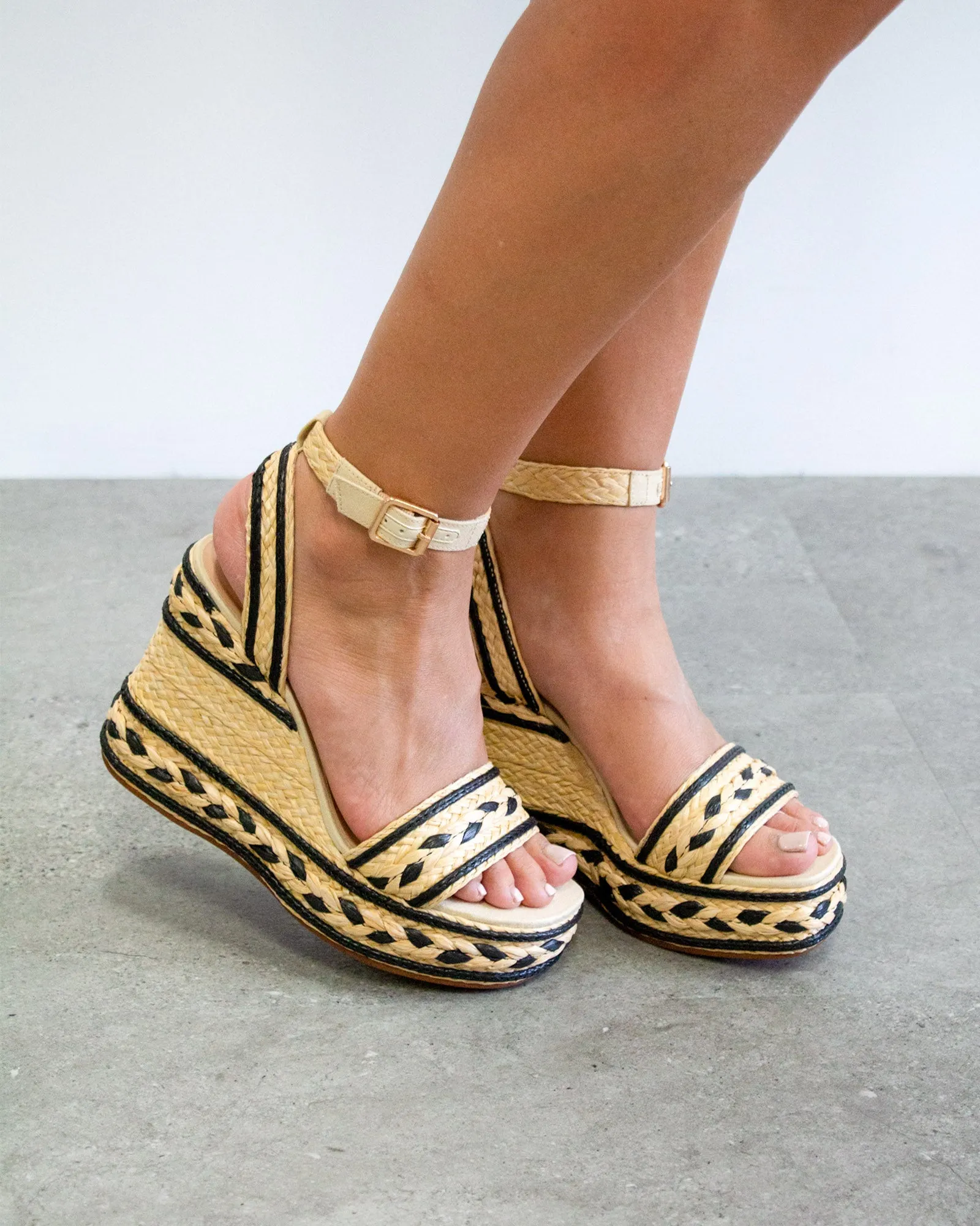 FLUR Raffia Platform Wedges