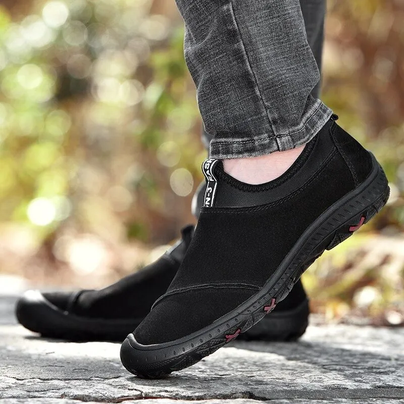 Genuine Leather Men's Slip-On Sneakers