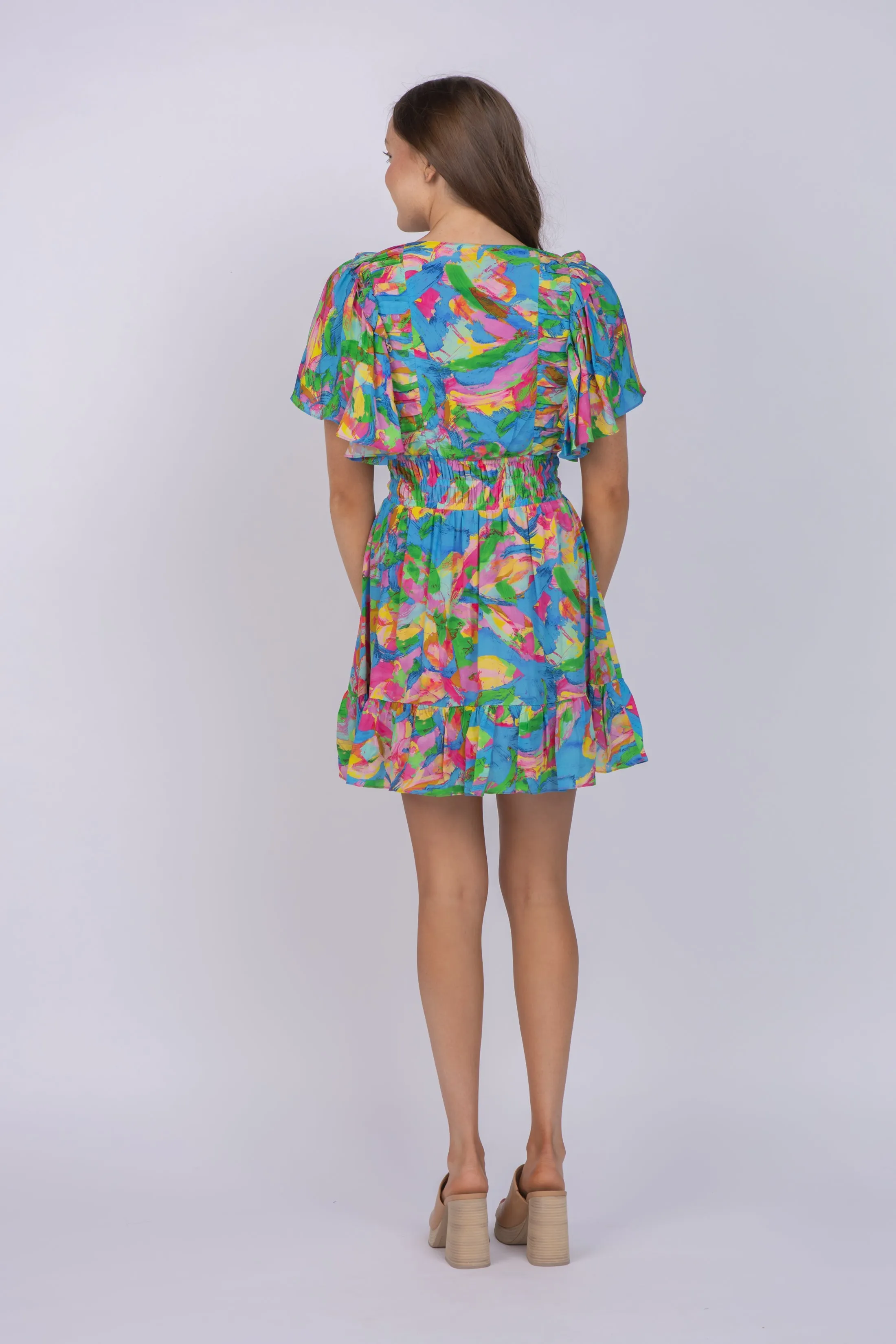 Gilner Farrar Desiree Dress in Brushstroke Floral