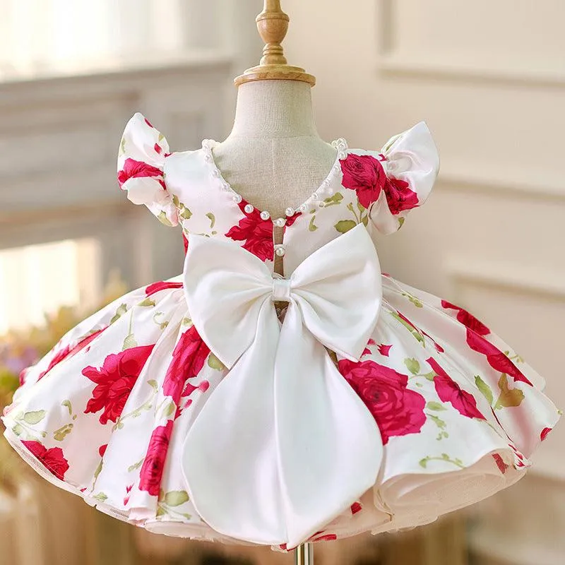 Girls' Rose Princess Dress Baby Birthday Party Dress