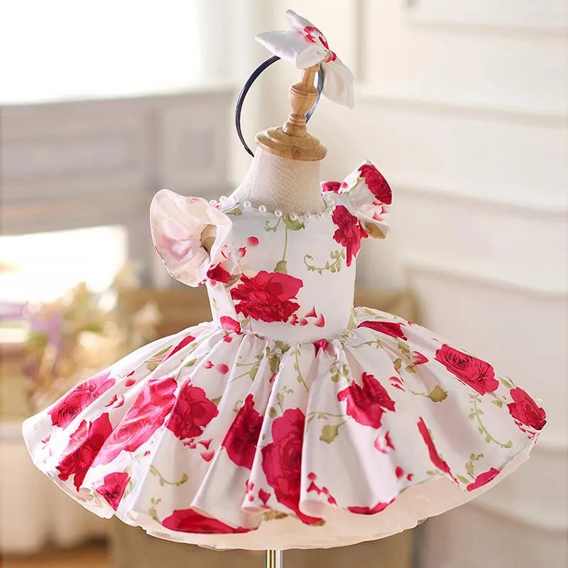 Girls' Rose Princess Dress Baby Birthday Party Dress