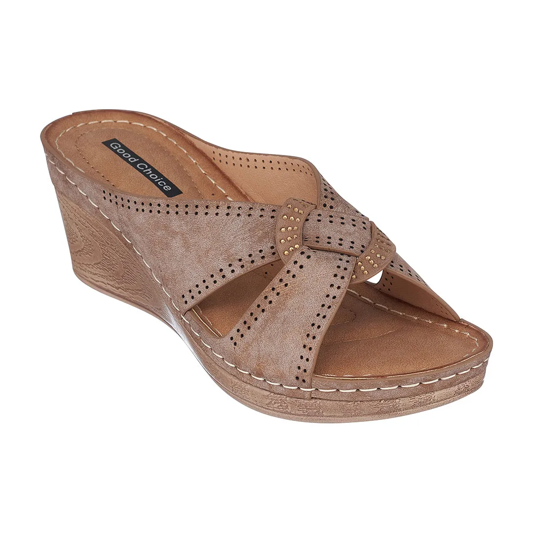 Gisele Bronze Wedge Sandals