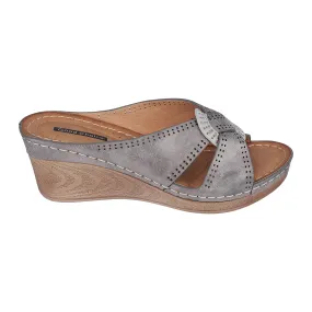 Gisele Pewter Wedge Sandals