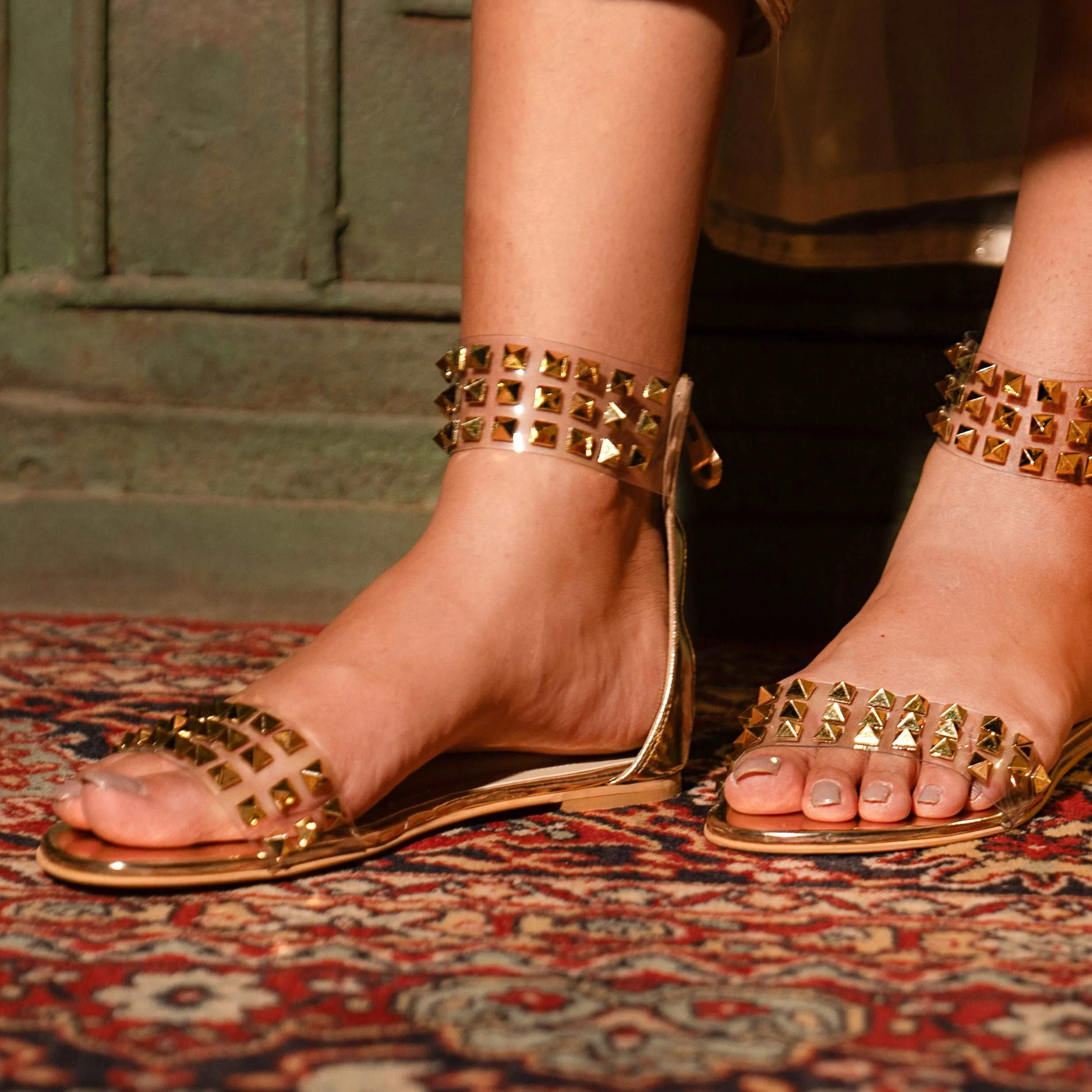 Gold Studded Flats Stellar