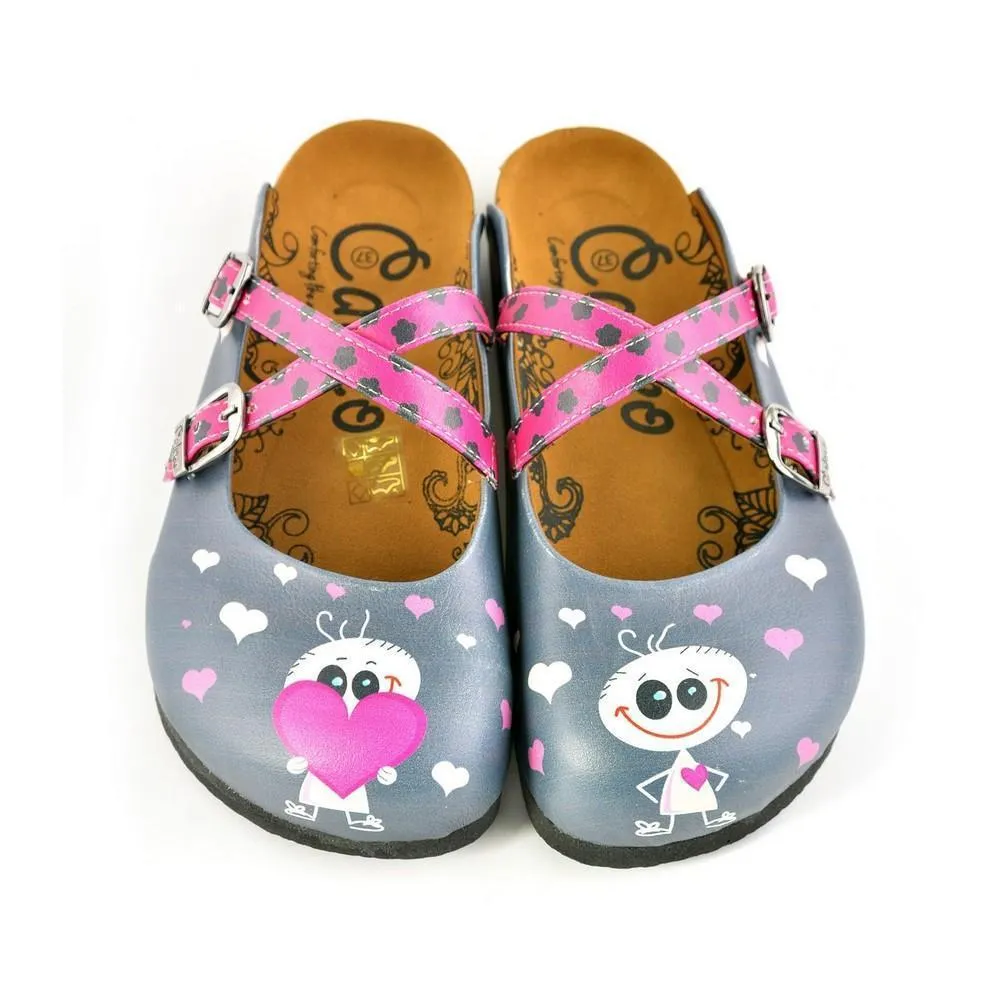 Gray & Pink Heart Crisscross Clogs WCAL167