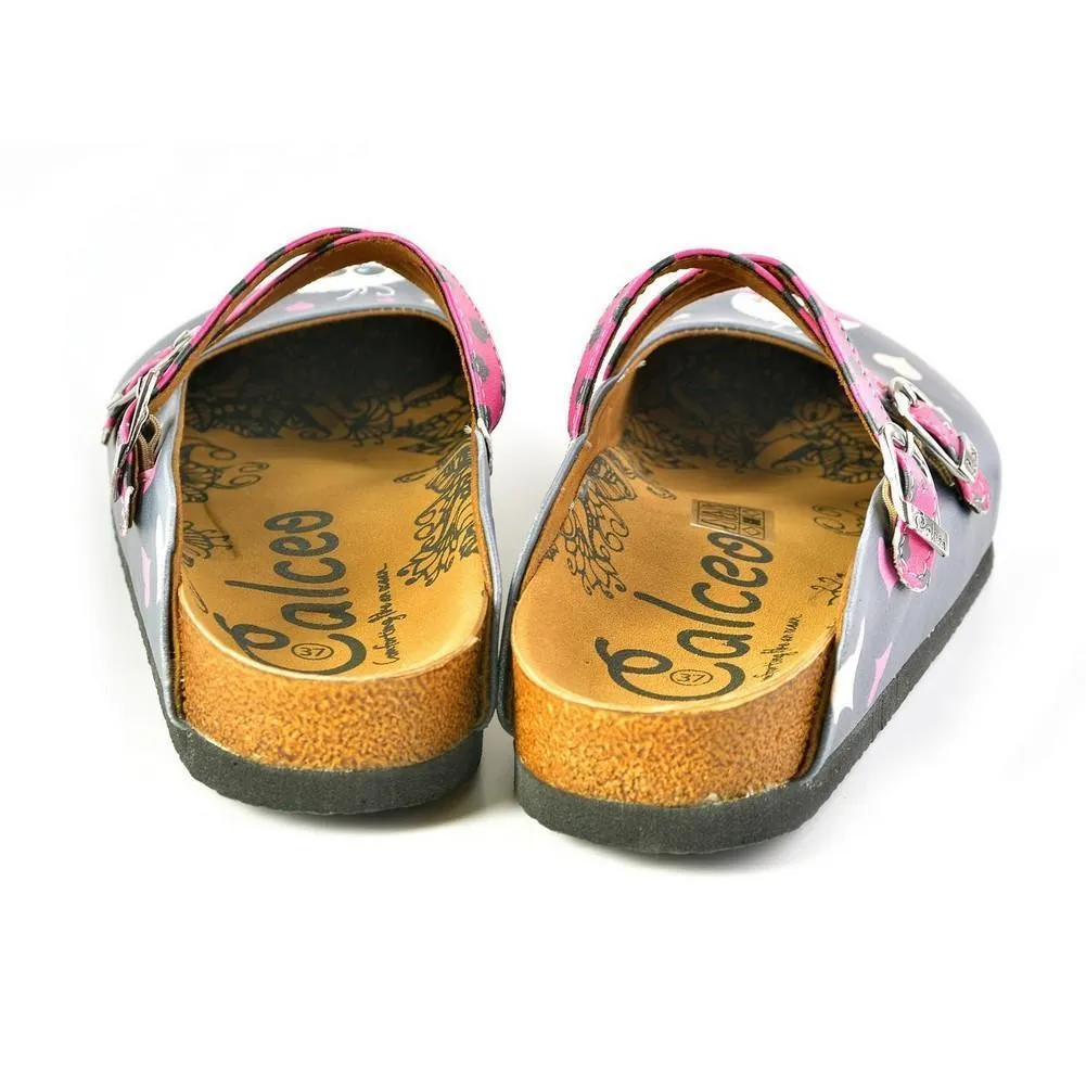 Gray & Pink Heart Crisscross Clogs WCAL167