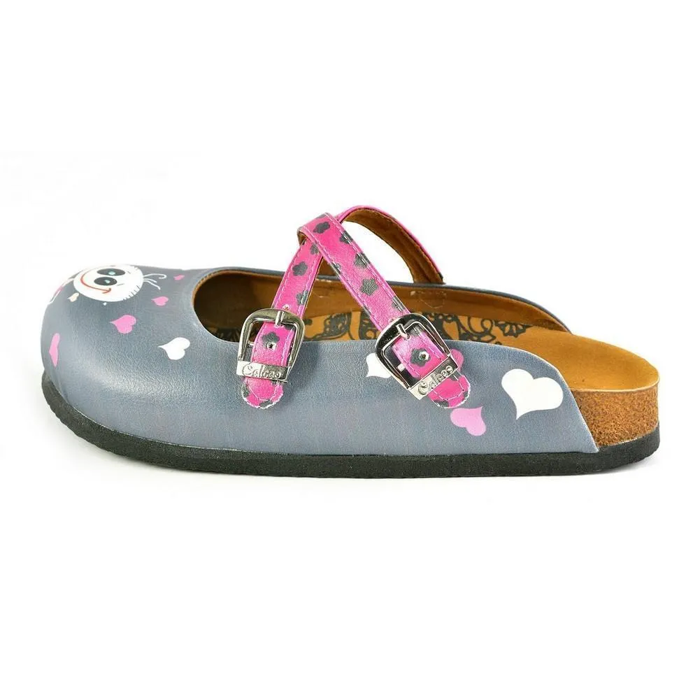 Gray & Pink Heart Crisscross Clogs WCAL167