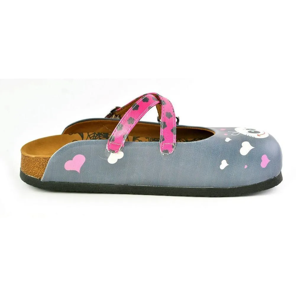 Gray & Pink Heart Crisscross Clogs WCAL167