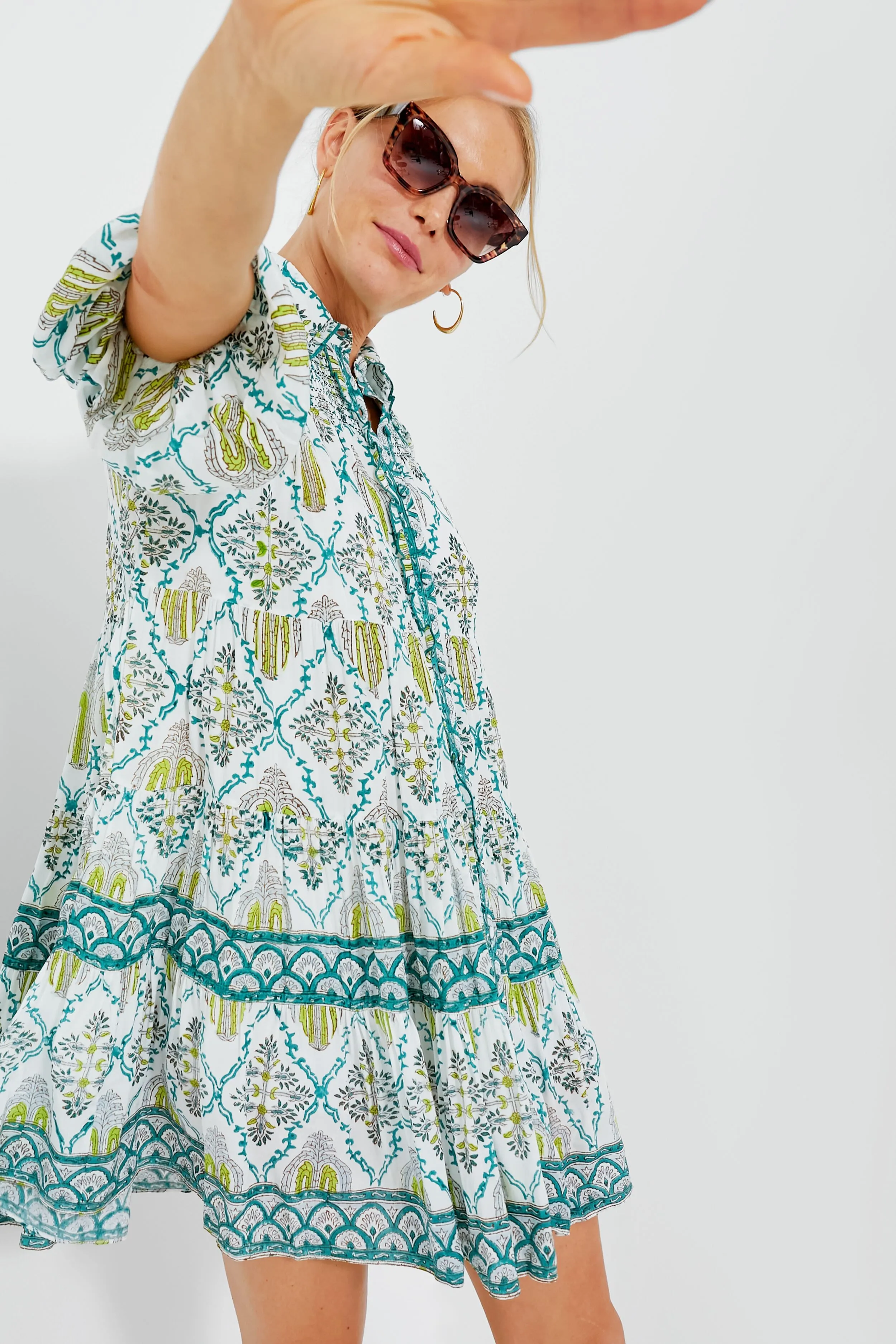 Green Zinnia Shirt Dress