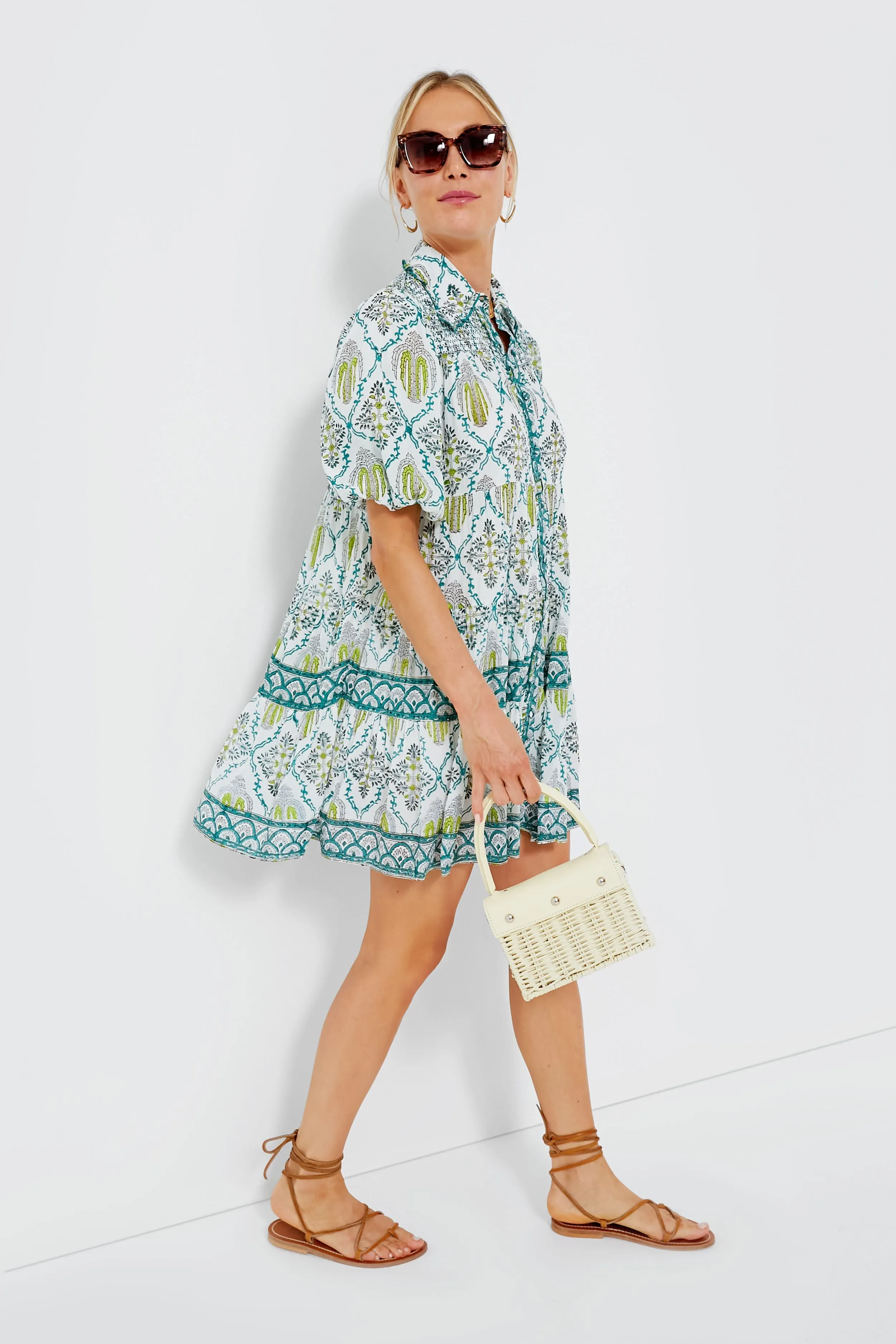 Green Zinnia Shirt Dress