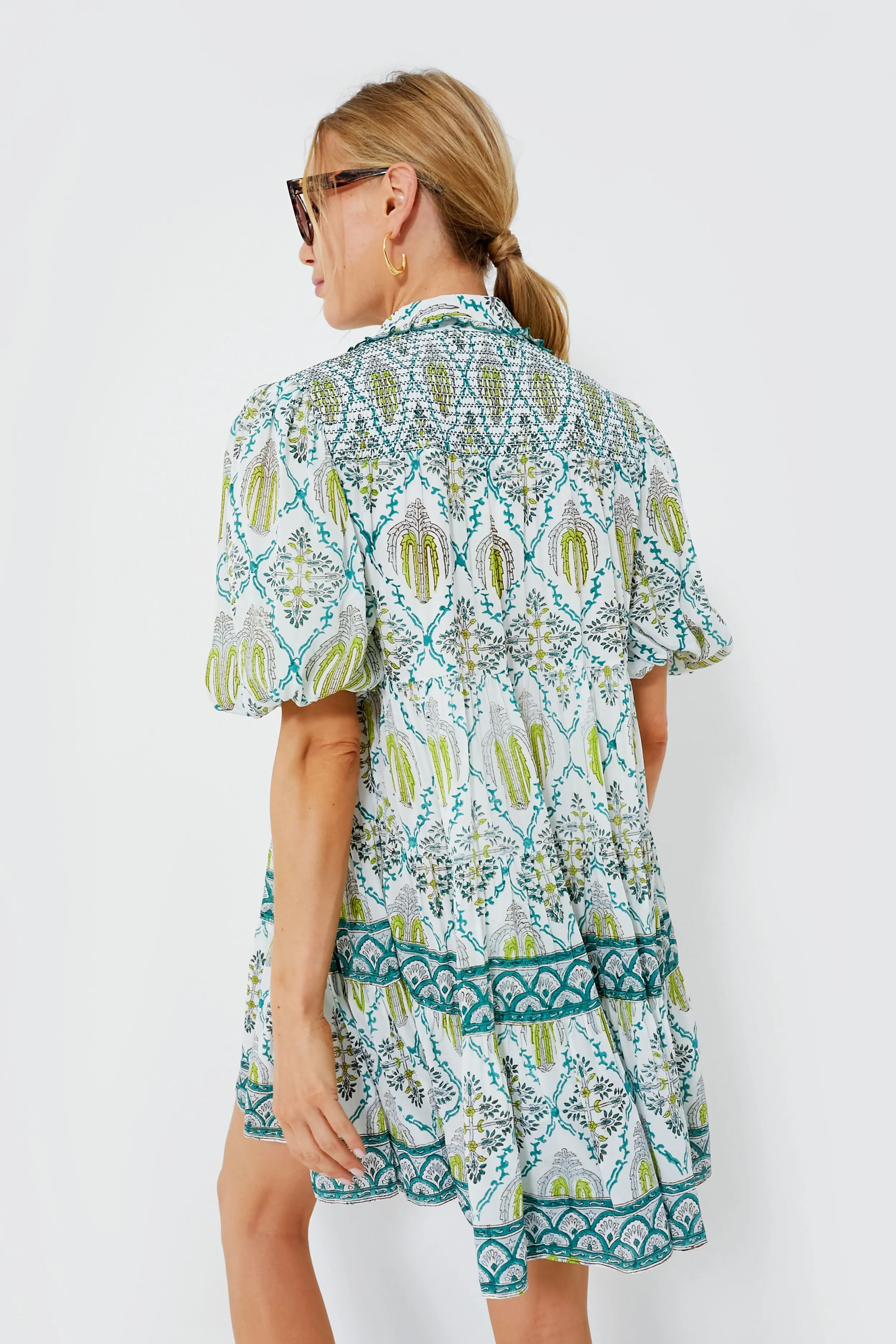 Green Zinnia Shirt Dress