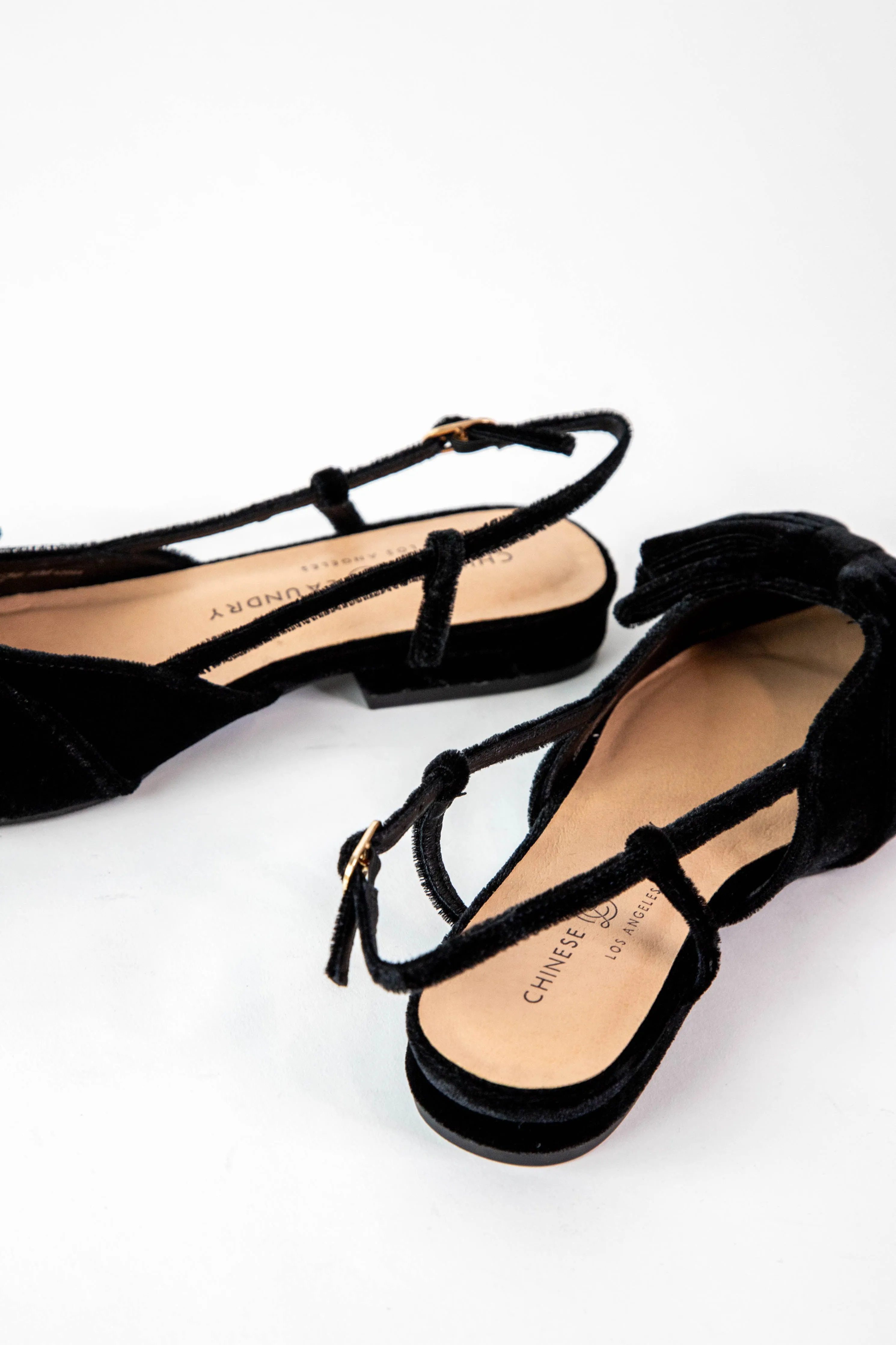 Harmony Velvet Bow Slingback Flat, Black | Chinese Laundry