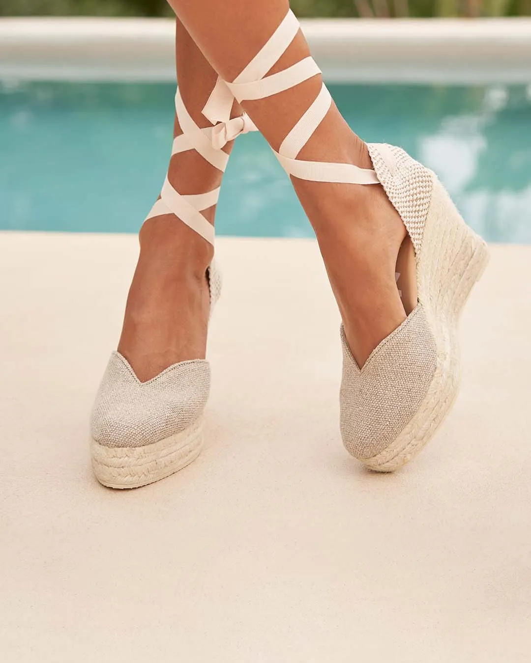 Heart Shaped Wedge Espadrilles Natural