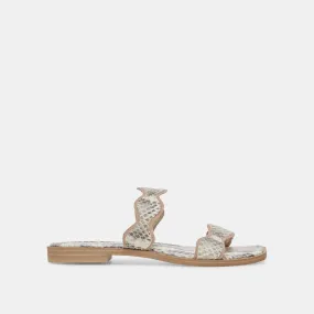 ILVA SANDALS GREY WHITE EMBOSSED LEATHER