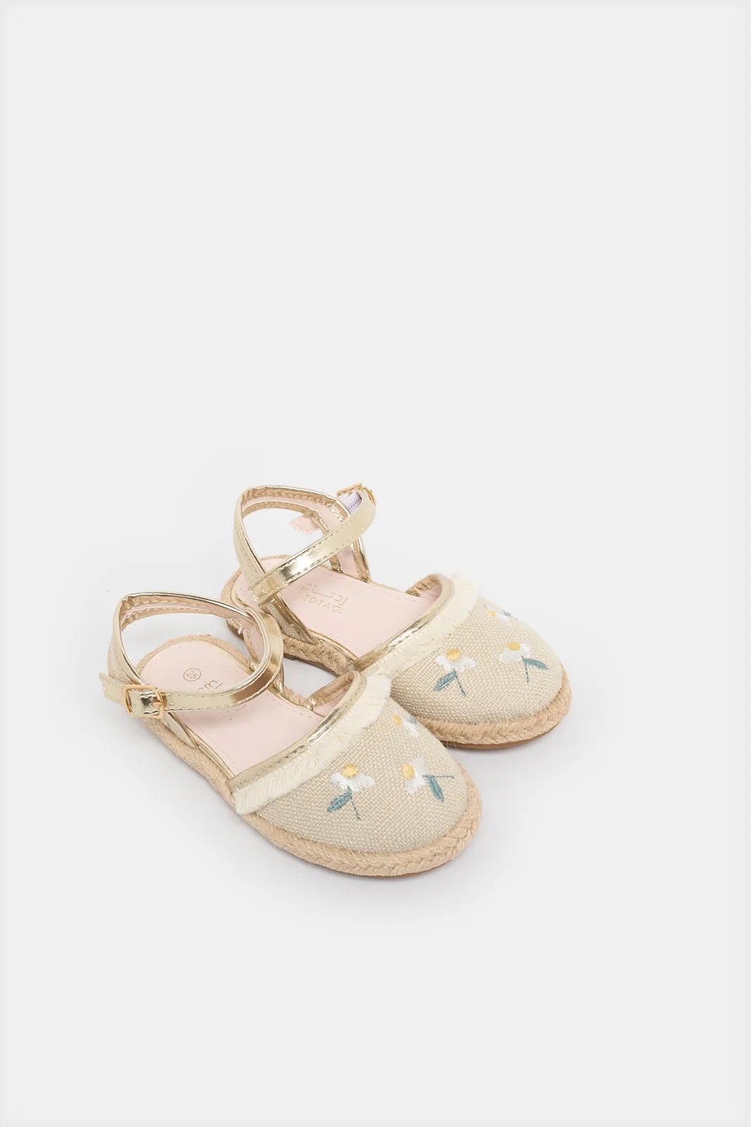 Infant Girls Gold Embroidered Espadrille