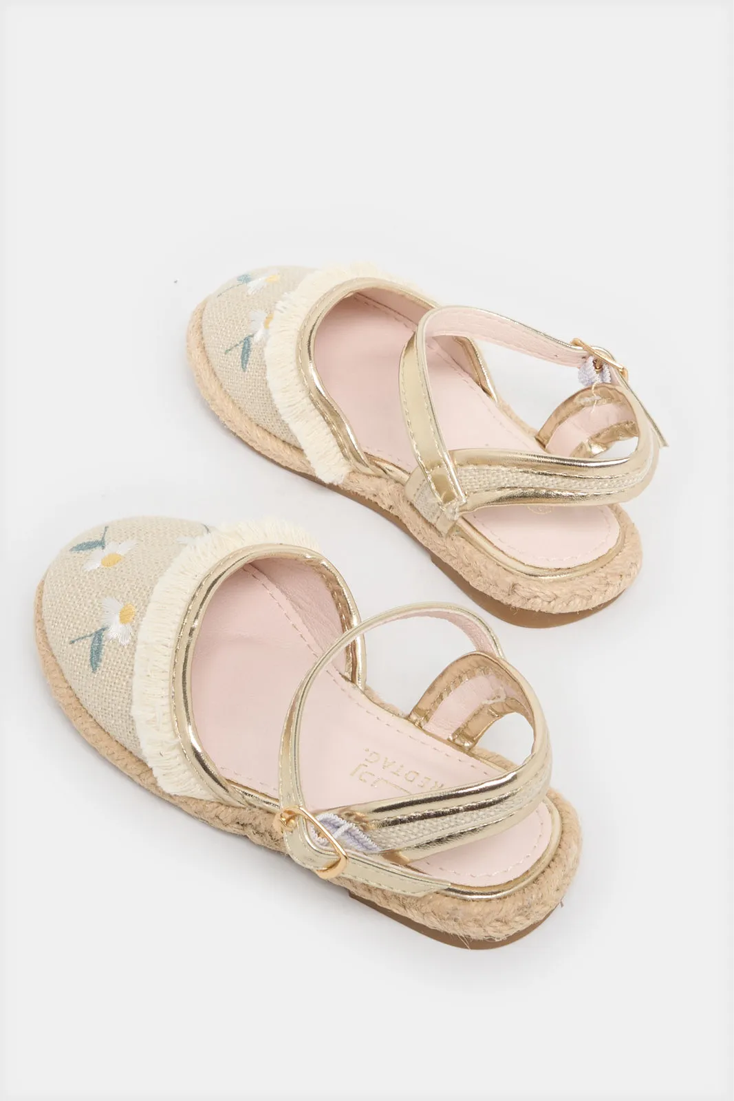 Infant Girls Gold Embroidered Espadrille