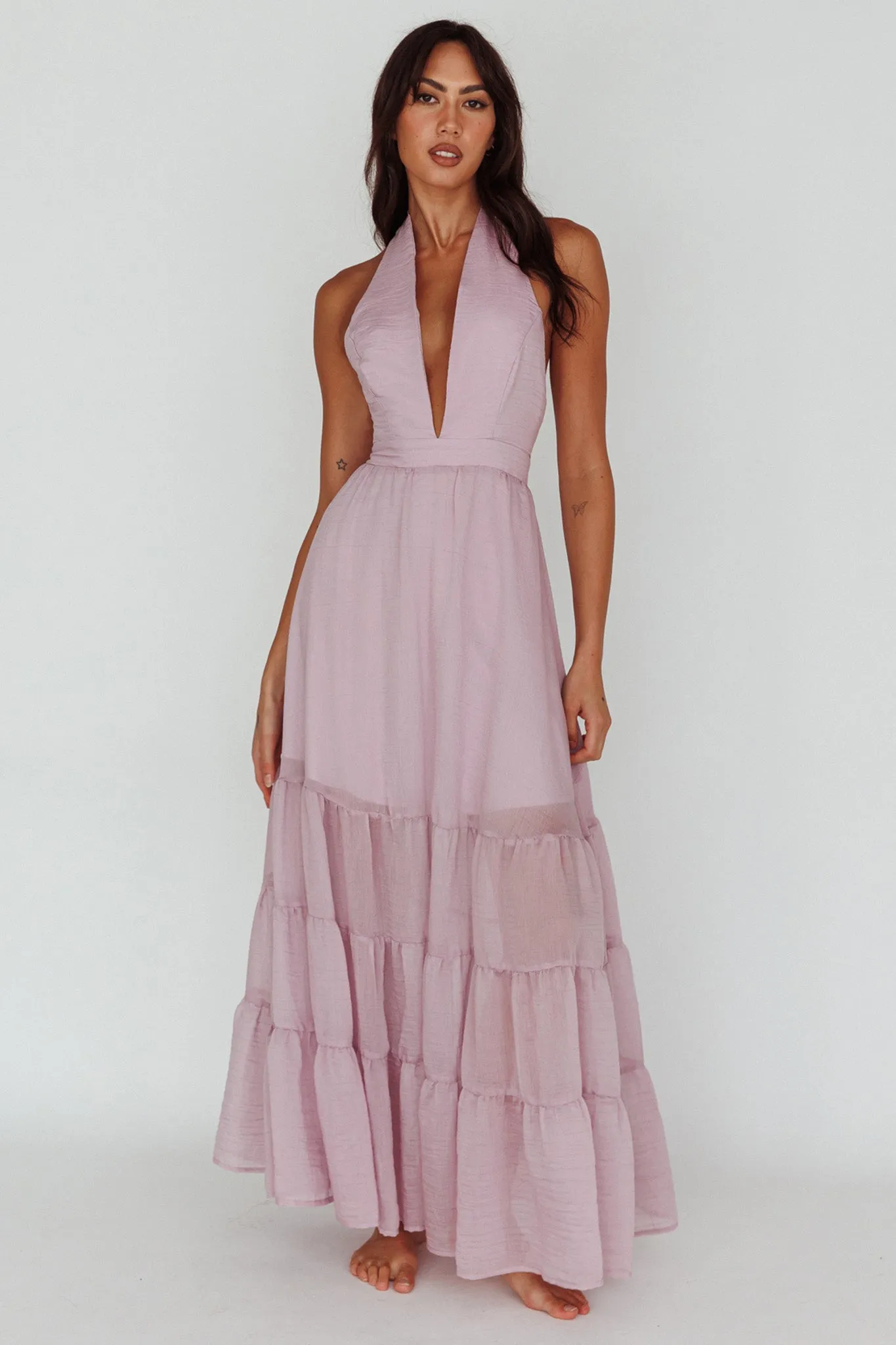 Jalisco Sun Halterneck Maxi Dress Lilac