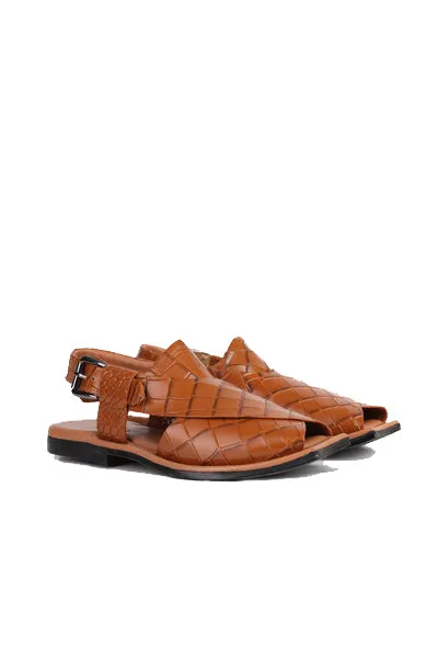 Jenson Men's Croc Print Leather Peshawari Chappal Sandals