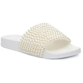 Jessica Simpson Womens Saycie Beaded Pool Slides