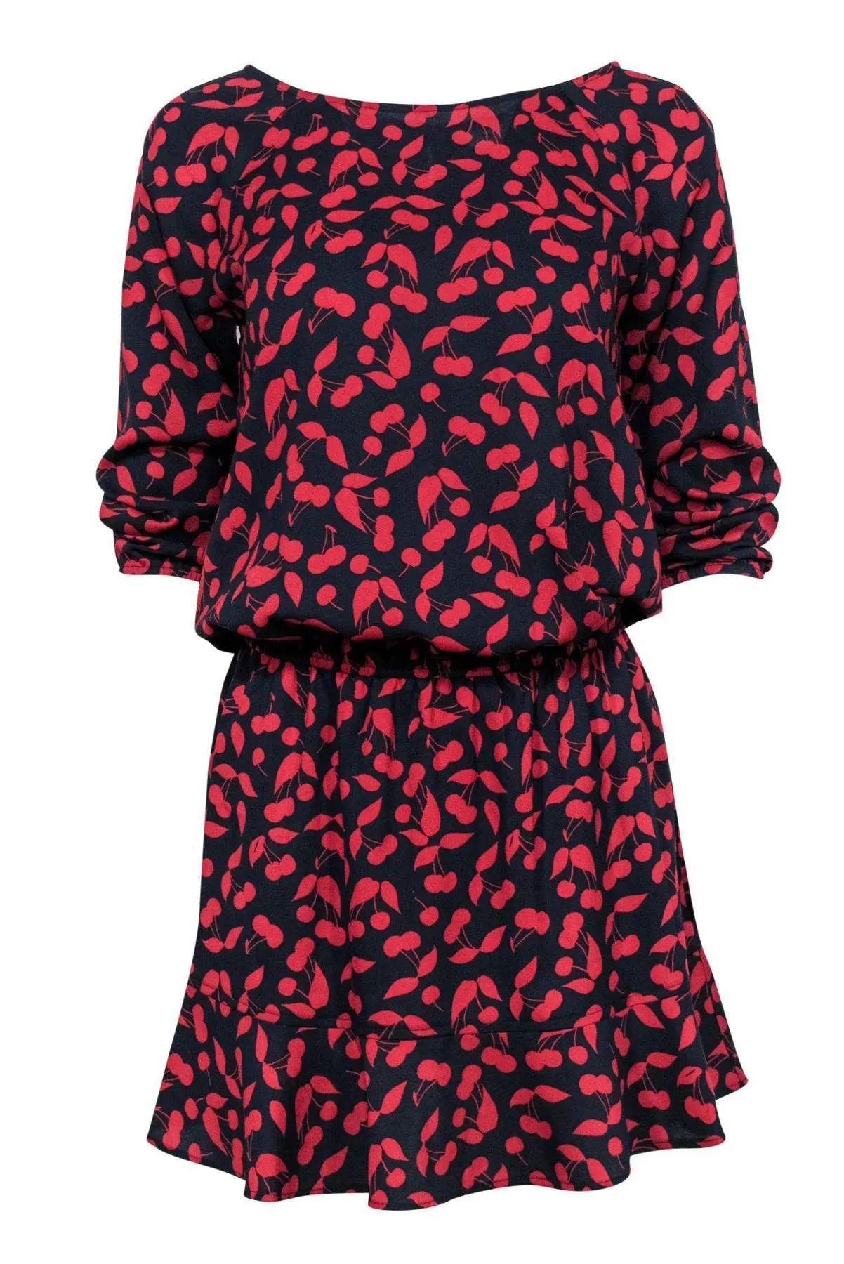 JOIE CHERRY PRINT DROP WAIST MINI DRESS - XS