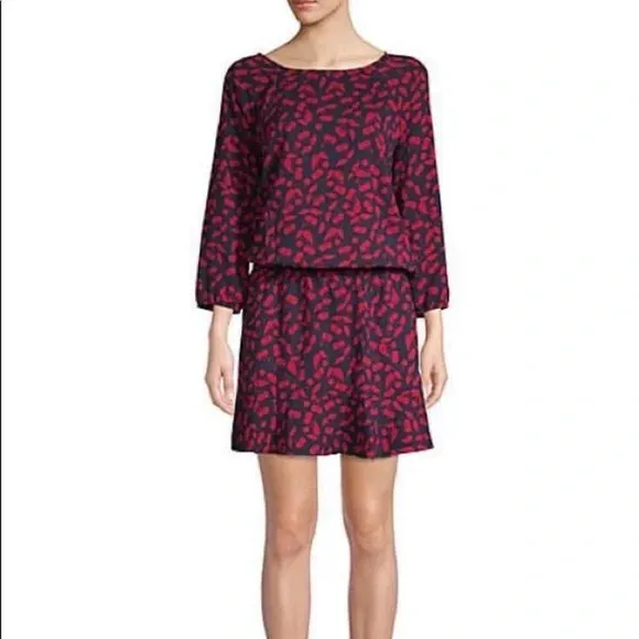 JOIE CHERRY PRINT DROP WAIST MINI DRESS - XS