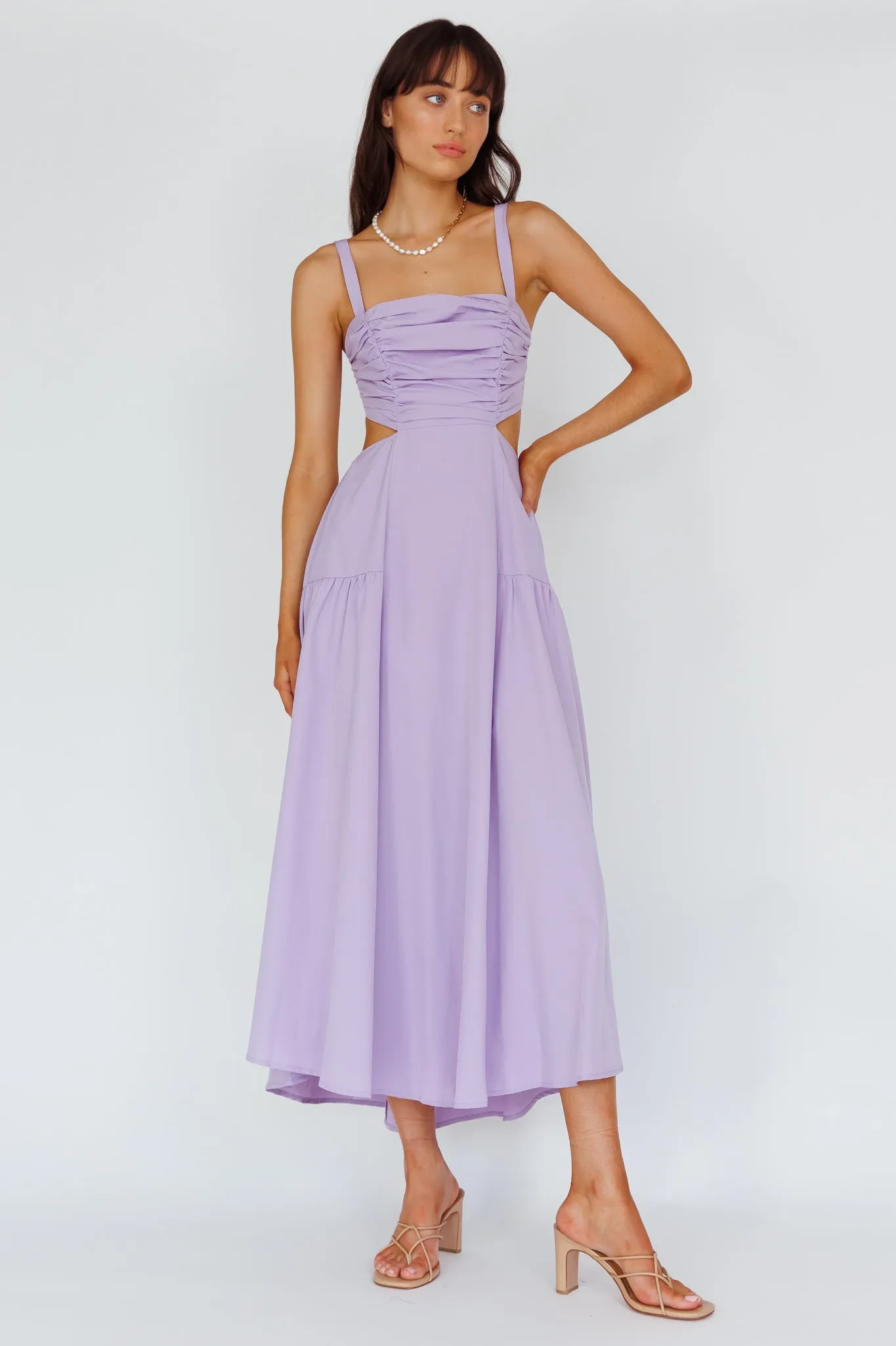 Kassi Gathered Bodice Maxi Dress Lilac