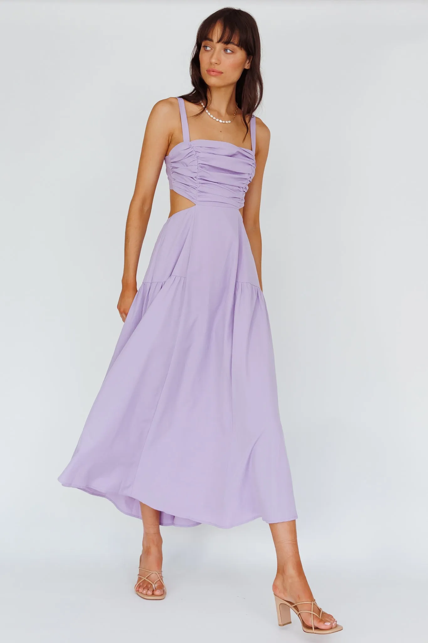 Kassi Gathered Bodice Maxi Dress Lilac