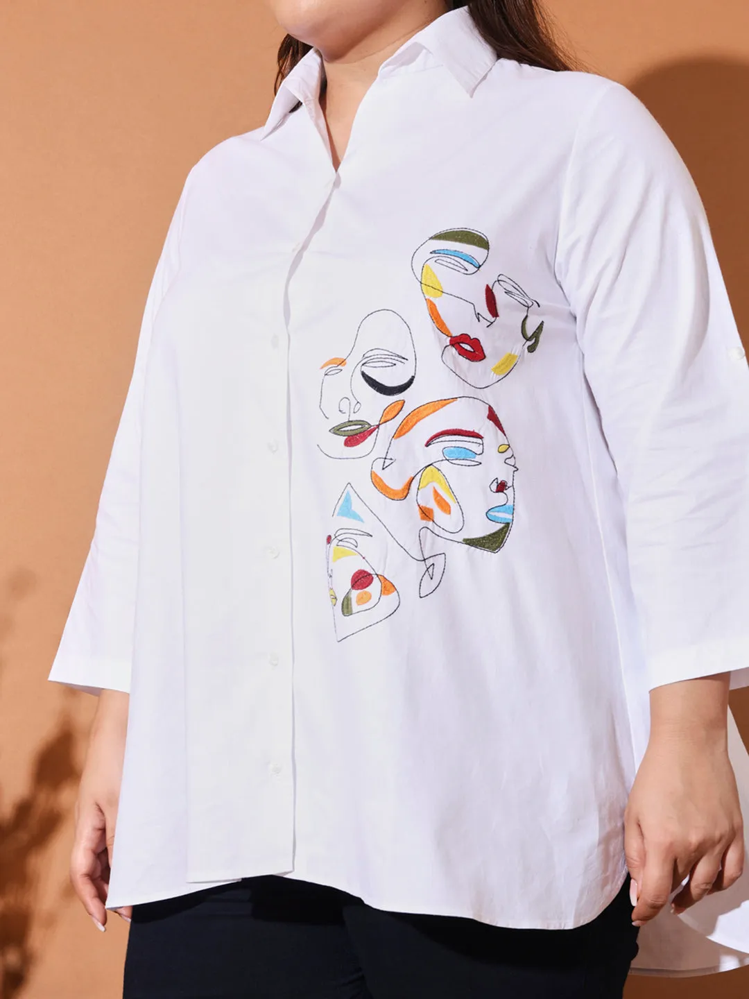 LAZY - WHITE FACE EMBROI PLUS SHIRT