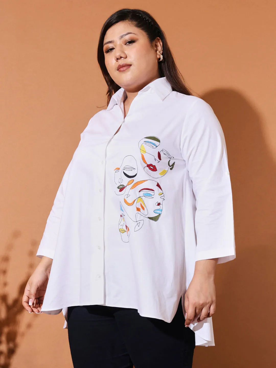 LAZY - WHITE FACE EMBROI PLUS SHIRT