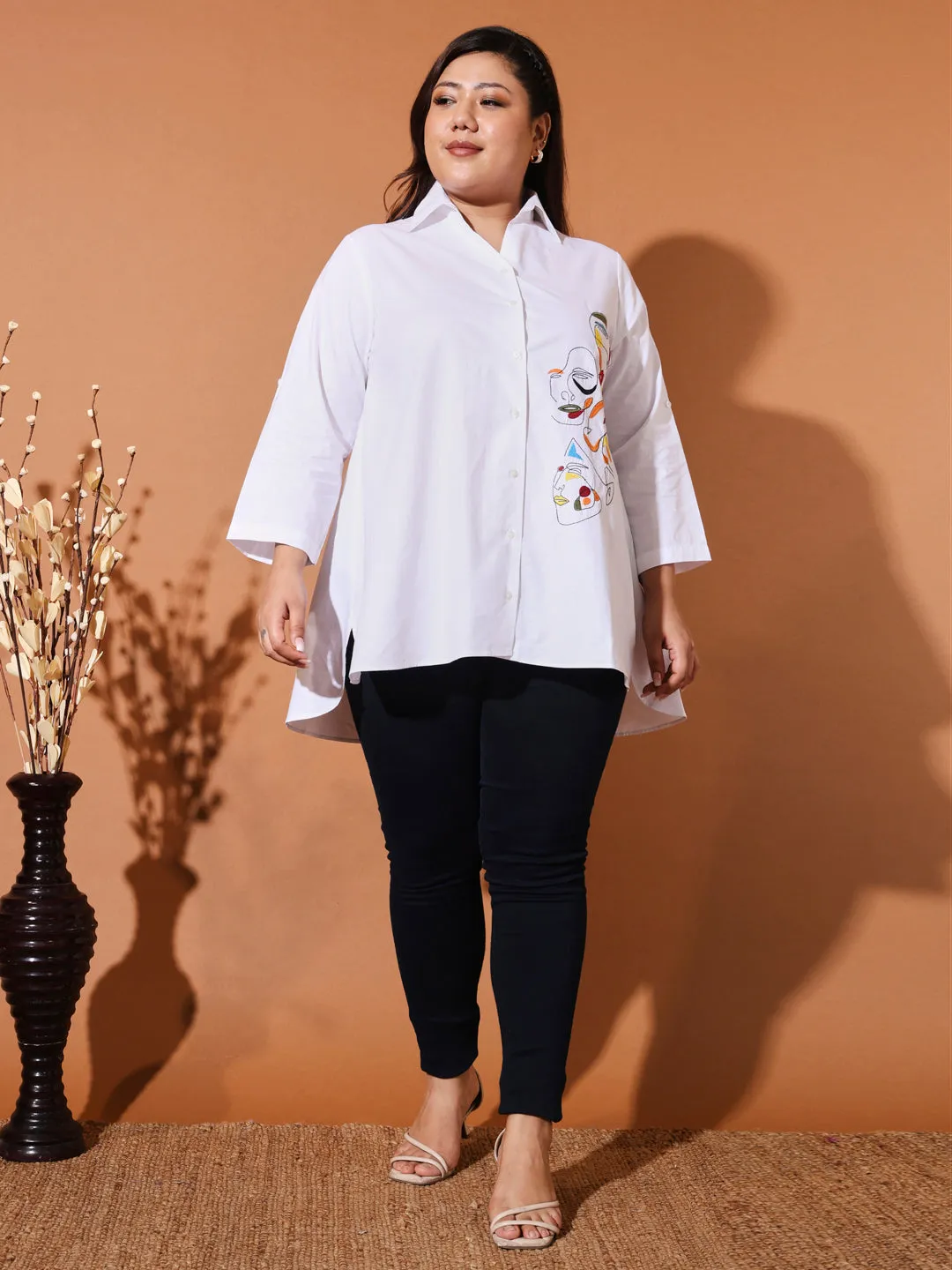 LAZY - WHITE FACE EMBROI PLUS SHIRT