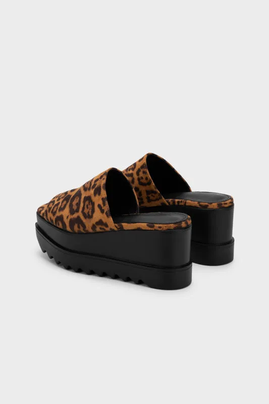 LEOPARD PRINT WEDGE HEEL SLIDE