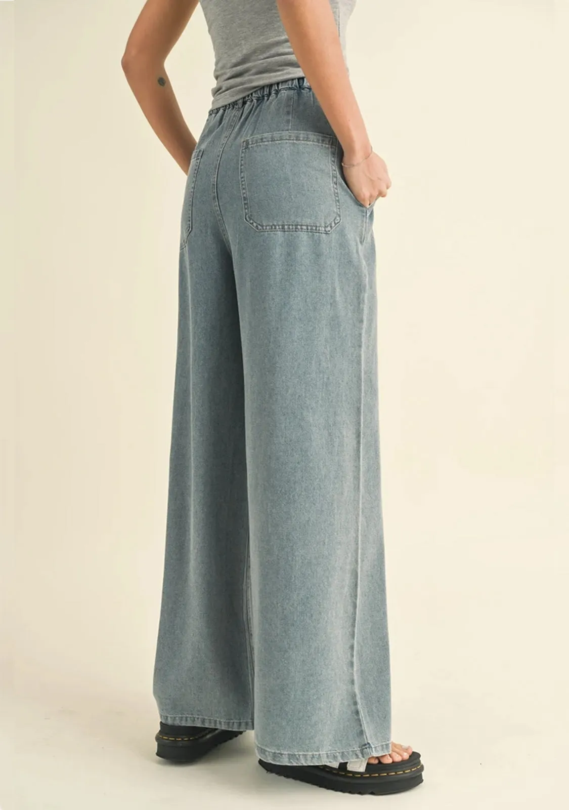 Light Wash Denim Wide Leg Pants