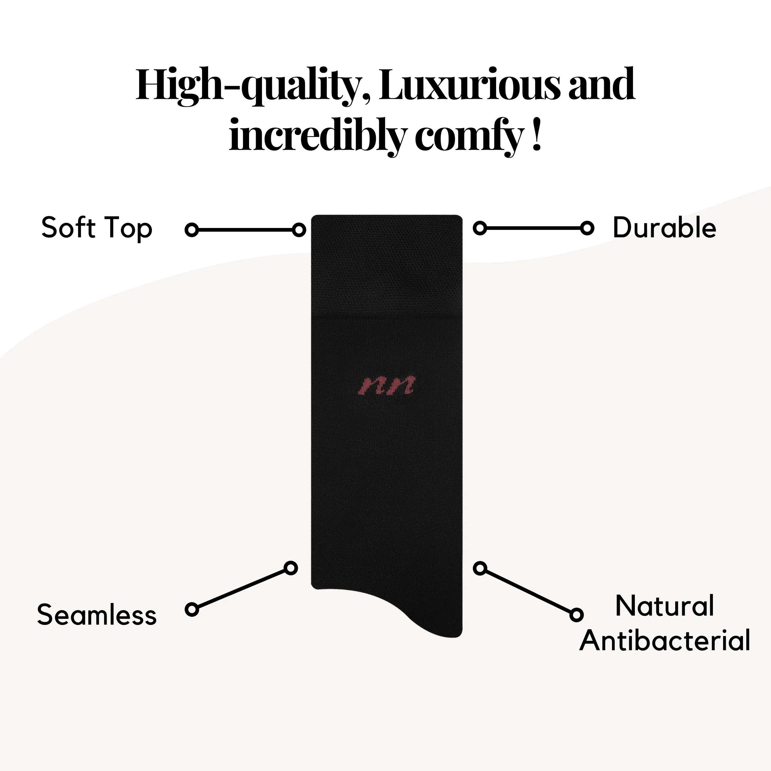 Luxurious Soft Top Crew Bamboo Socks, 6 Pairs