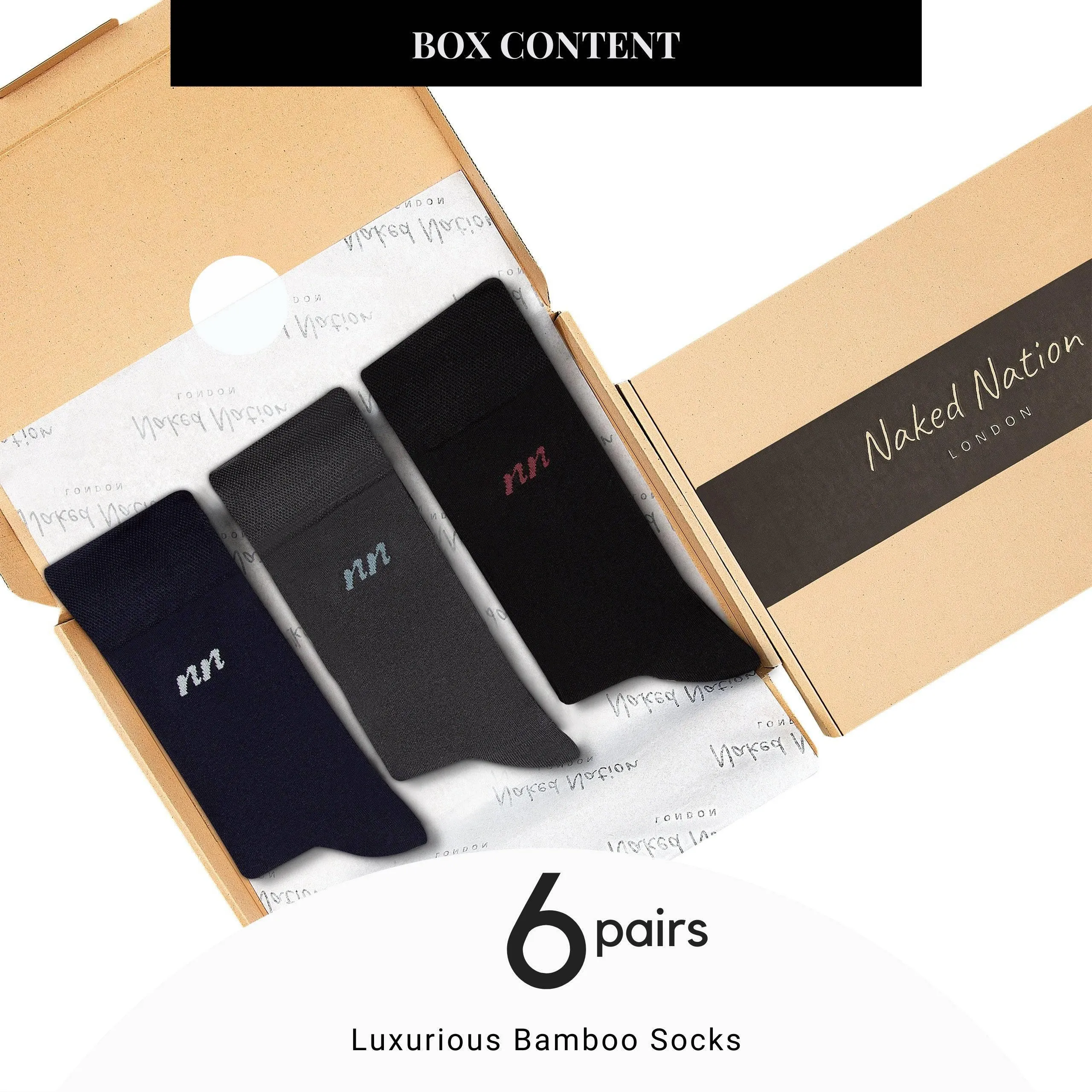 Luxurious Soft Top Crew Bamboo Socks, 6 Pairs