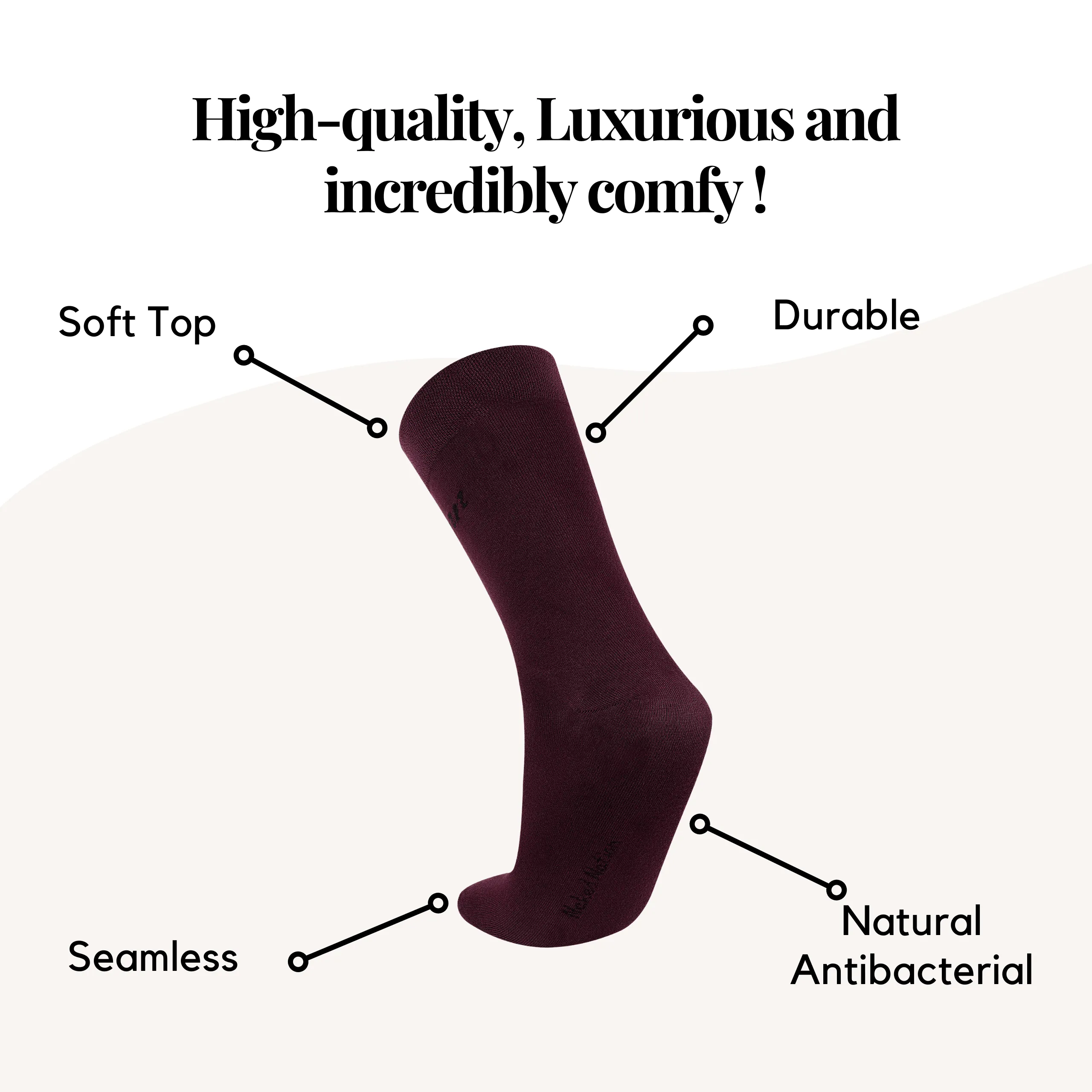 Luxurious Soft Top Crew Bamboo Socks, 6 Pairs