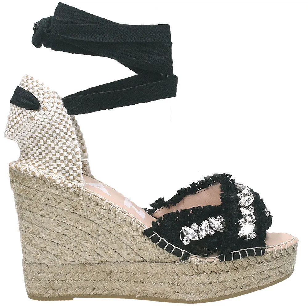 Manebì x wedges valenciana black w gems