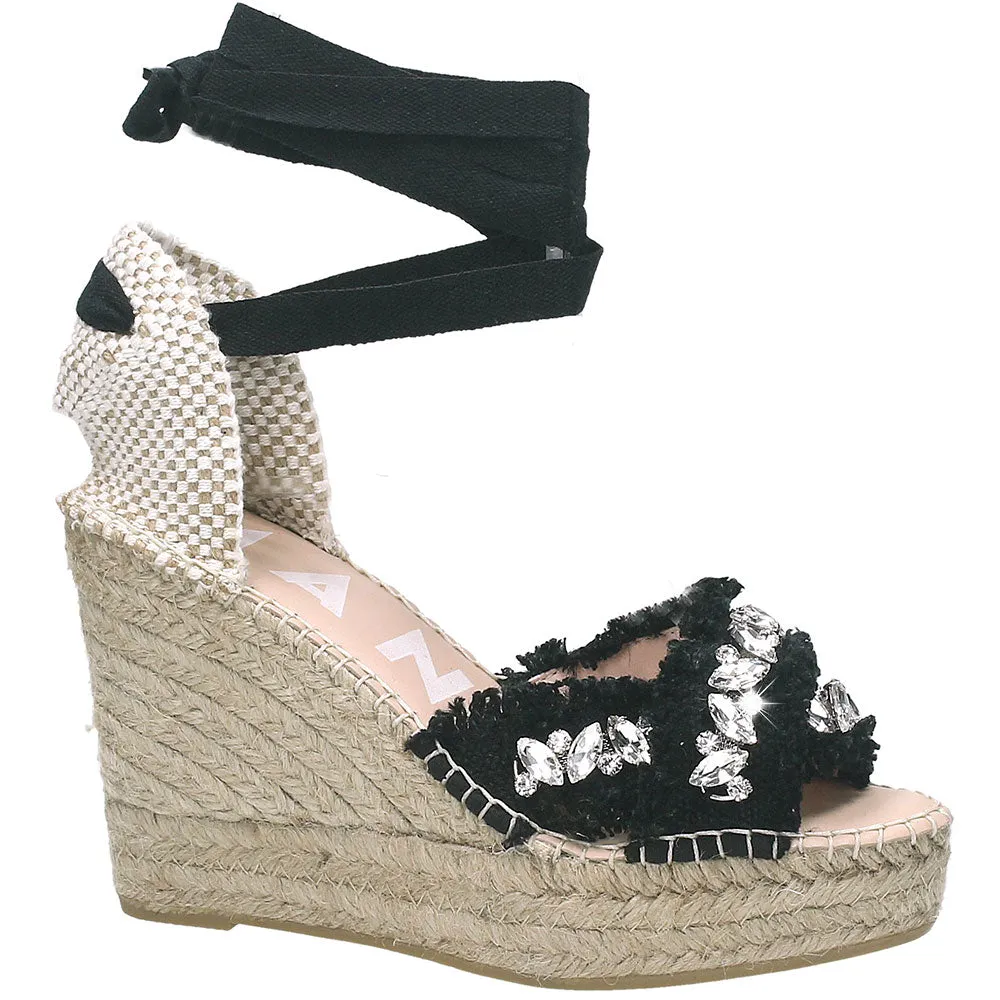 Manebì x wedges valenciana black w gems