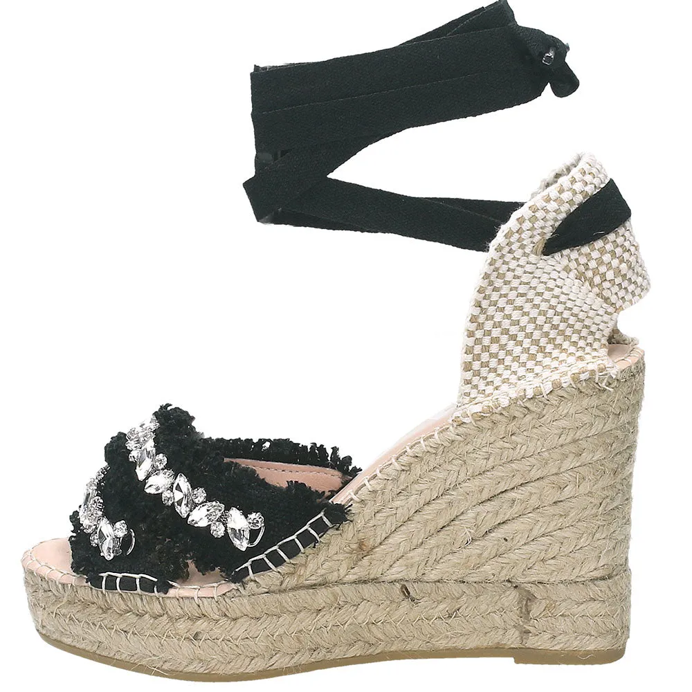 Manebì x wedges valenciana black w gems