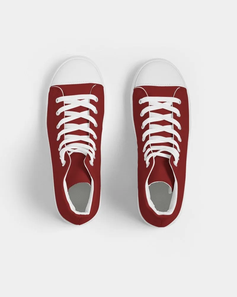 Medium Dark Red Women's High-top Canvas Sneakers | Women's | Medium Dark Pure Red | C0M100Y100K60