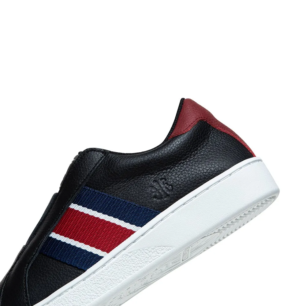 Men's Bishop Black Red Blue Leather Sneakers 01714-915