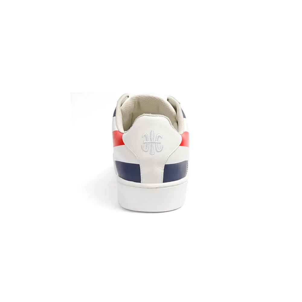 Men's Icon Cross White Blue Red Leather Sneakers 02993-150