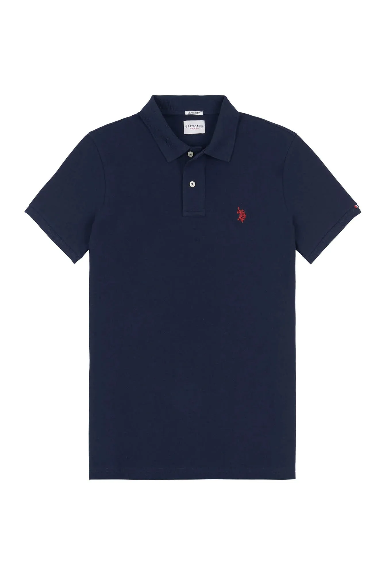 Mens Pique Polo Shirt in Dark Sapphire Navy / Haute Red DHM