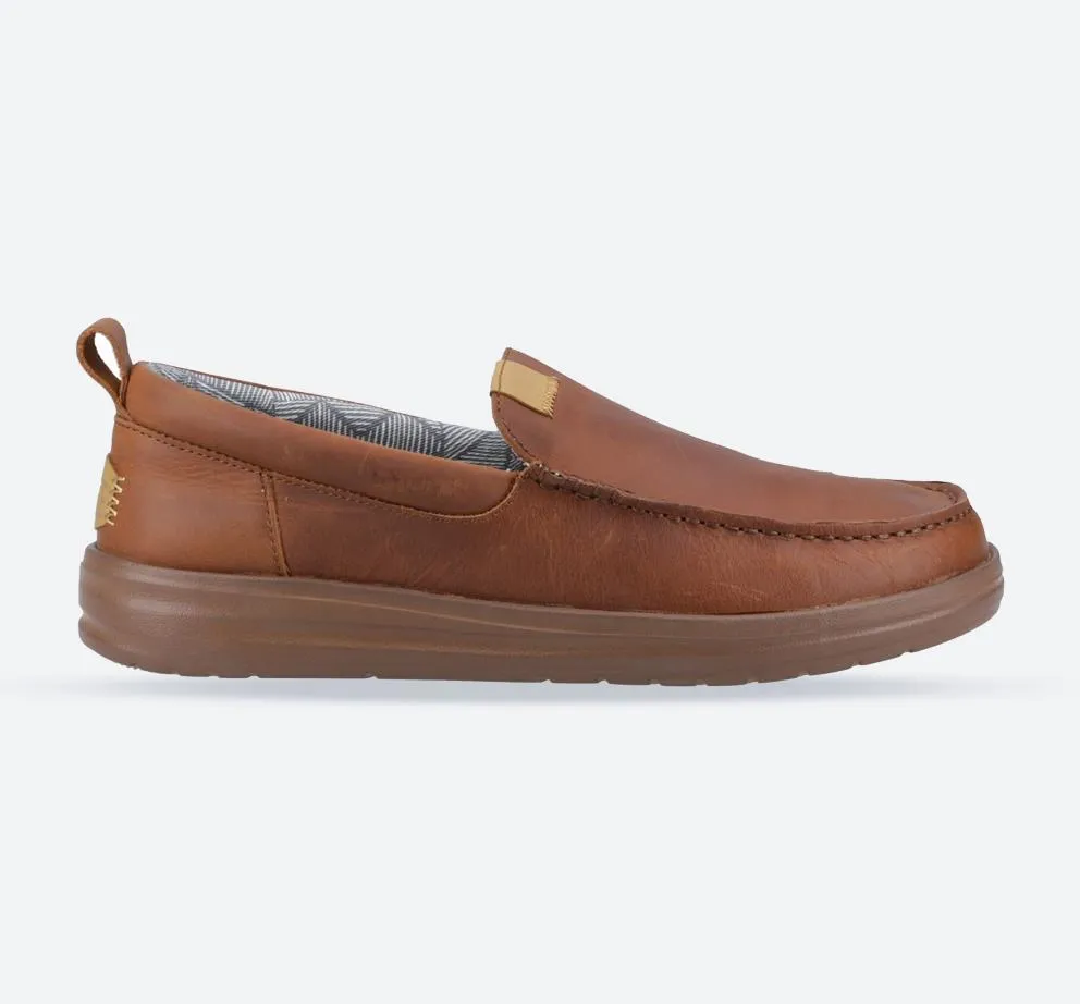 Men's Wide Fit Heydude 40173 Wally Grip Moc Craft Leather Shoes